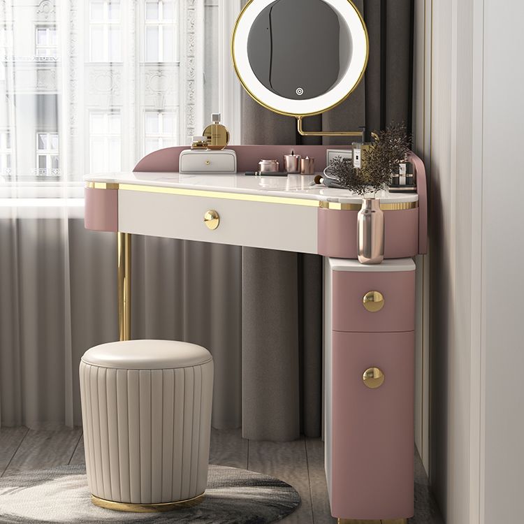 Contemporary Rectangle Make-up Vanity with 3 Drawers and Metal Base