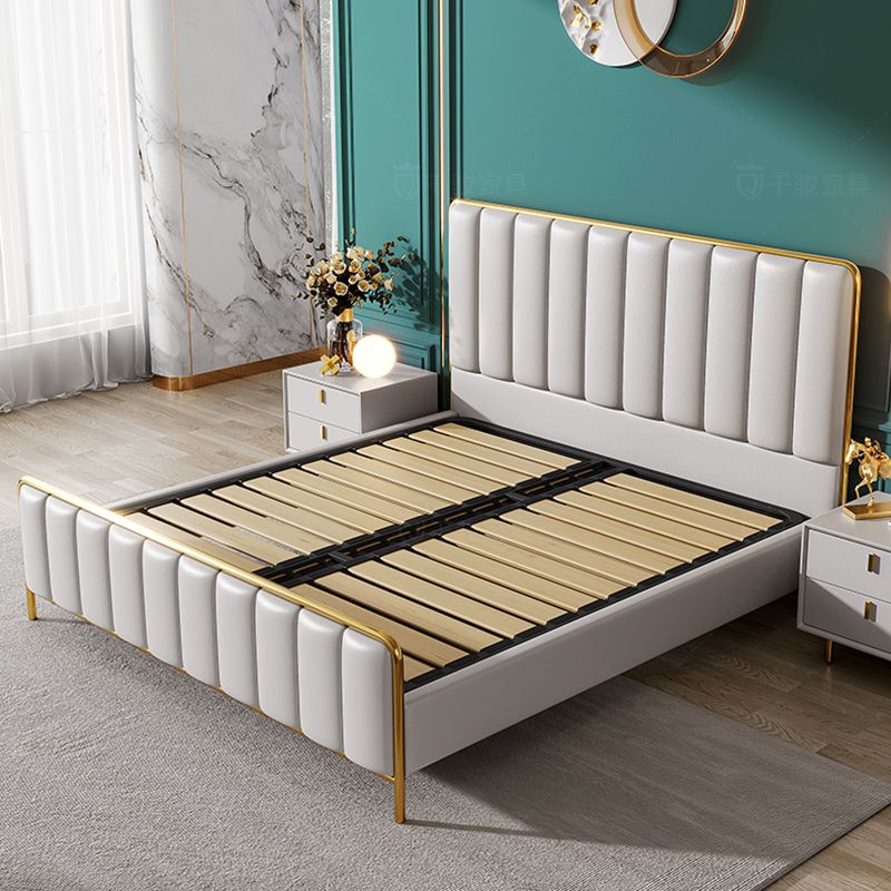 Letto standard glam testiera rivestita in legno in legno in legno massiccio