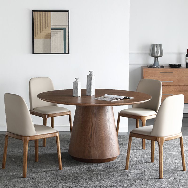 Solid Wood Dining Table Modern Round Dining Table with Pedestal Base Clearhalo 'Dining Tables & Seating' 'Dining Tables' 'dining_table' 'furn' 'furn_dining_table' 'Furniture' 'Kitchen & Dining Furniture' 1200x1200_63bfc010-5d7c-469c-b9da-eecaa6b8c229