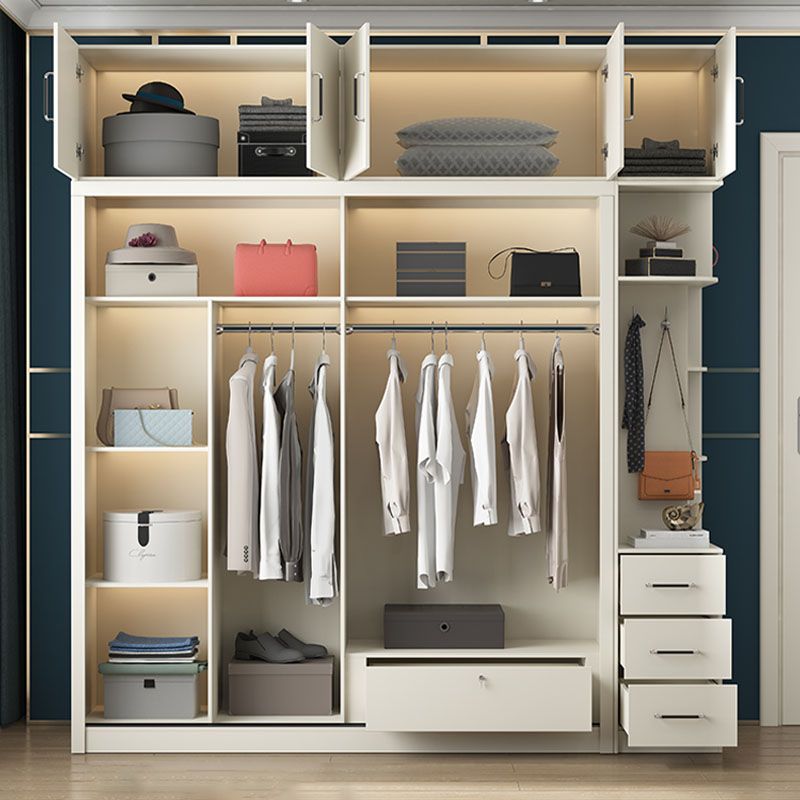 Armoire blanche moderne avec portes en verre armoire à chambre avec portes coulissantes