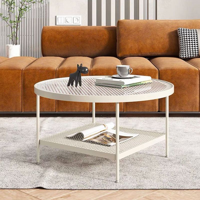 Glass Round Coffee Table 4 Legs Base Type Nesting Cocktail Table Clearhalo 'Coffee & Accent Tables' 'Coffee Tables' 'coffee_tables' 'furn' 'furn_coffee_tables' 'Furniture' 'Living Room Furniture' 1200x1200_63c28dc9-159e-4c9b-aaf6-822b155d12ae