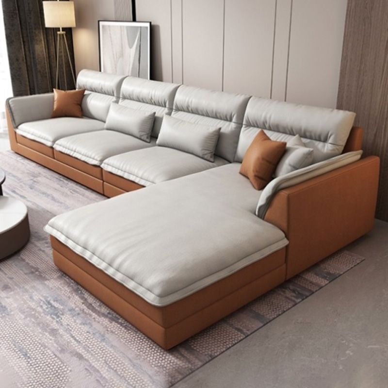 Moderne sectionals faux lederen kussen bovenarm sectionals. 134 inch