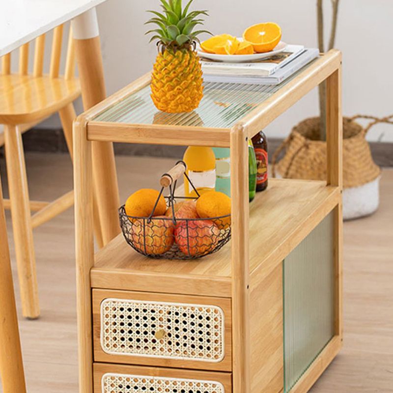 Rectangular Side End Table Living Room with Storage Block Corner Table