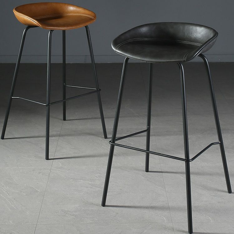 Industrial Matte Finish Leather Barstool Living Room Low Back Stool Clearhalo 'Bar Furniture' 'Bar Stools' 'bar_stools' 'furn' 'furn_bar_stools' 'Furniture' 'furniture_bar_stools' 'Kitchen & Dining Furniture' 1200x1200_63c2ed21-d034-4f6d-8735-e999a9fe7a36