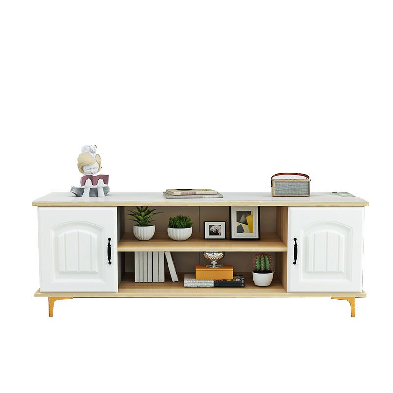 Console TV in legno moderno Console Open Storage TV con 2 porte, 12 "D x 17" H