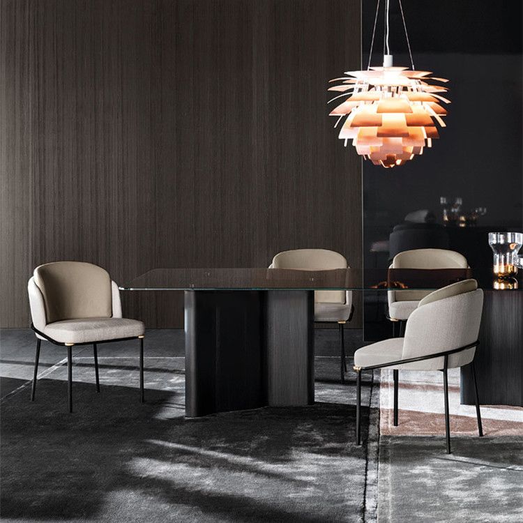 Contemporary Metal Dining Room Chairs Armless Upholstered Side Chairs for Home Use Clearhalo ' kitchen&dining_furn' 'Dining Chairs' 'Dining Tables & Seating' 'dining_chair' 'furn' 'furn_dining_chair' 'Furniture' 'furniture_dining_chair' 'Kitchen & Dining Furniture' 'kitchen' 1200x1200_63c69838-cc72-45eb-a391-c4932155b6b0