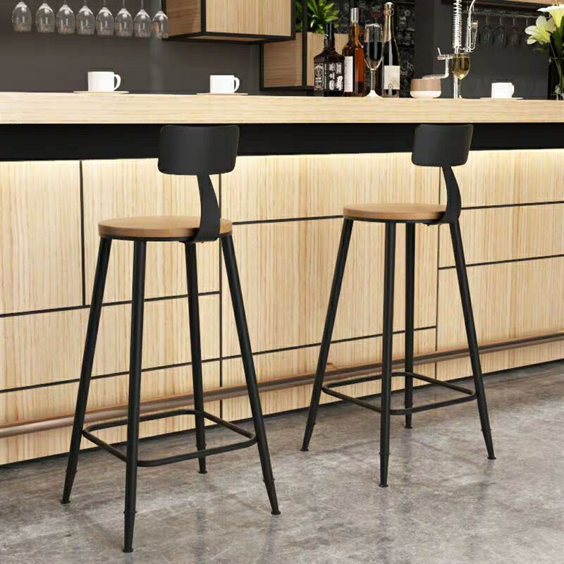 Modern Armless Backrest Counter Stool Iron Household Bar Stool with Cushion Clearhalo 'Bar Furniture' 'Bar Stools' 'bar_stools' 'furn' 'furn_bar_stools' 'furniture_bar_stools' 'Kitchen & Dining Furniture' 'kitchen&dining_furn' 'kitchen' 'kitchen_furn' Furniture' 1200x1200_63c849c1-6e09-4805-afe4-e8c10359eaef