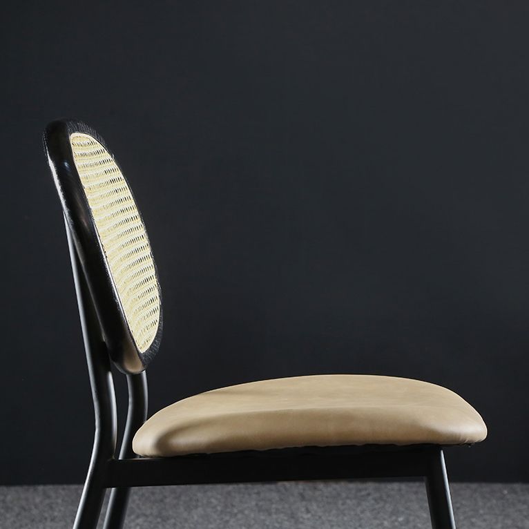 Contemporary Cane Back Chair Faux Leather Dining Side Chair for Indoor Clearhalo 'Dining Chairs' 'Dining Tables & Seating' 'dining_chair' 'furn' 'furn_dining_chair' 'Furniture' 'furniture_dining_chair' 'Kitchen & Dining Furniture' 1200x1200_63c9bf6e-3d4f-4694-b02a-434afdd6f083