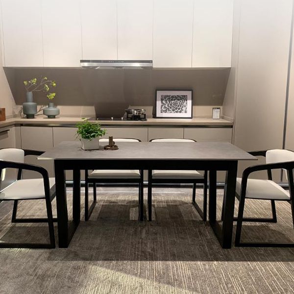 Rectangle Sintered Stone Grey Dining Table Simplicity Double Pedestal Table for Dining Room Clearhalo ' dining_table' 'Dining Tables & Seating' 'Dining Tables' 'furn' 'furn_dining_table' 'Furniture' 'furniture_dining_table' 'Kitchen & Dining Furniture' 'kitchen&dining_furn' 'kitchen' 'kitchen_dining_table' 1200x1200_63cc3b1f-440c-44c8-b42f-6296c2f25261