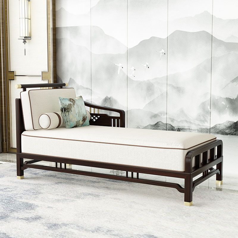 Traditional Style Cotton Chaise Lounge Bedroom Recessed Arms Chaise