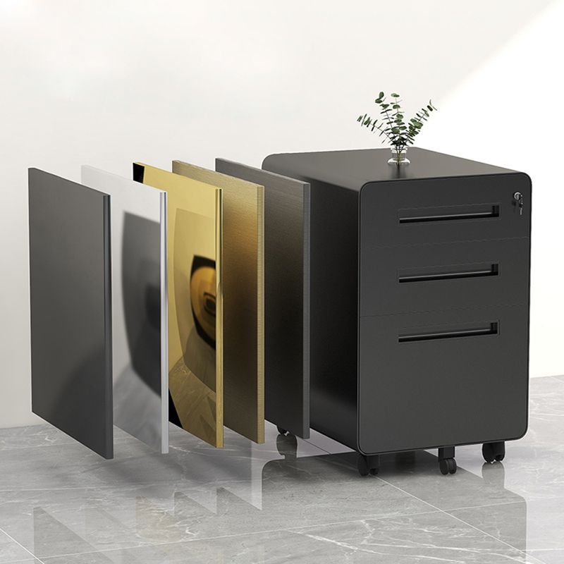 Gabinete moderno de metal 3 cajones de bloqueo y gabinete de archivadores para la oficina en casa