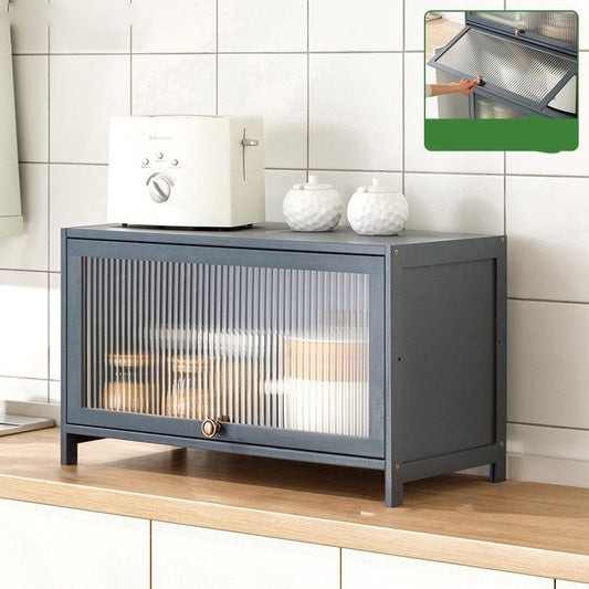 Grijze glazen deuren dinerserver hedendaagse bamboe server voor keuken