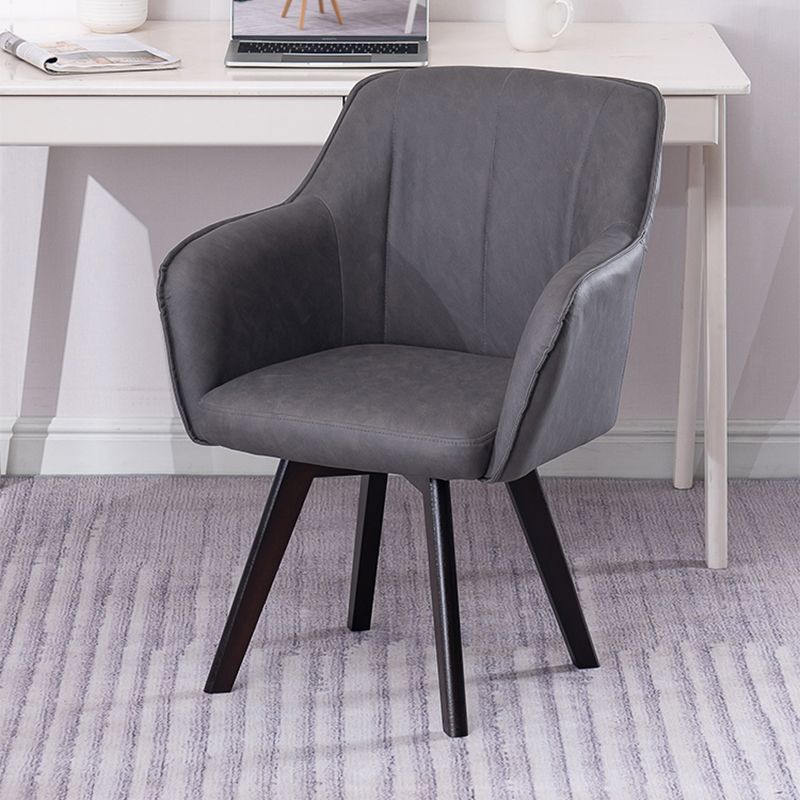 Scandinavian Style Faux Leather Dining Chairs Solid Back Arm Chairs for Home Use Clearhalo ' kitchen&dining_furn' 'Dining Chairs' 'Dining Tables & Seating' 'dining_chair' 'furn' 'furn_dining_chair' 'Furniture' 'furniture_dining_chair' 'Kitchen & Dining Furniture' 'kitchen' 1200x1200_63ce94e5-23c7-4072-b93b-4b3620257577