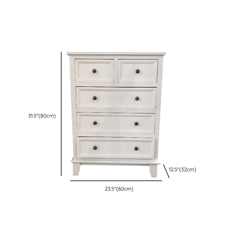 Cassettiera portaoggetti bianca in legno massello da 13,8 pollici con cassetti