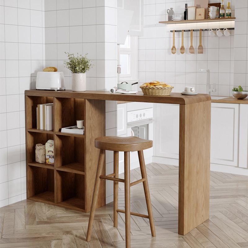 Modern Style Bar Table Pine Solid Wood Double pedestal Bar Dining Table with Storage Clearhalo 'Bar Furniture' 'Bar Tables' 'bar_tables' 'furn' 'furn_bar_tables' 'Furniture' 'Kitchen & Dining Furniture' 1200x1200_63d031ca-4de6-4dc3-afa4-04fb0f682663