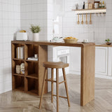 Moderne stijl balk tafel dennen vast hout dubbele voetstuk bar eettafel met opslag