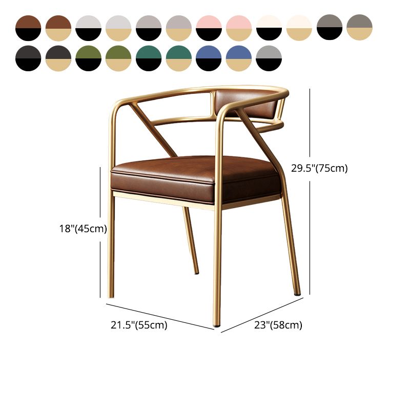 Glam Metal Arm Chair Open Back Dining Side Chair with Upholstered 21.6"x22.8"x29.5" Clearhalo 'Dining Chairs' 'Dining Tables & Seating' 'dining_chair' 'furn' 'furn_dining_chair' 'Furniture' 'furniture_dining_chair' 'Kitchen & Dining Furniture' 1200x1200_63d0b13a-5021-44e3-8a6e-ae922b2b8588