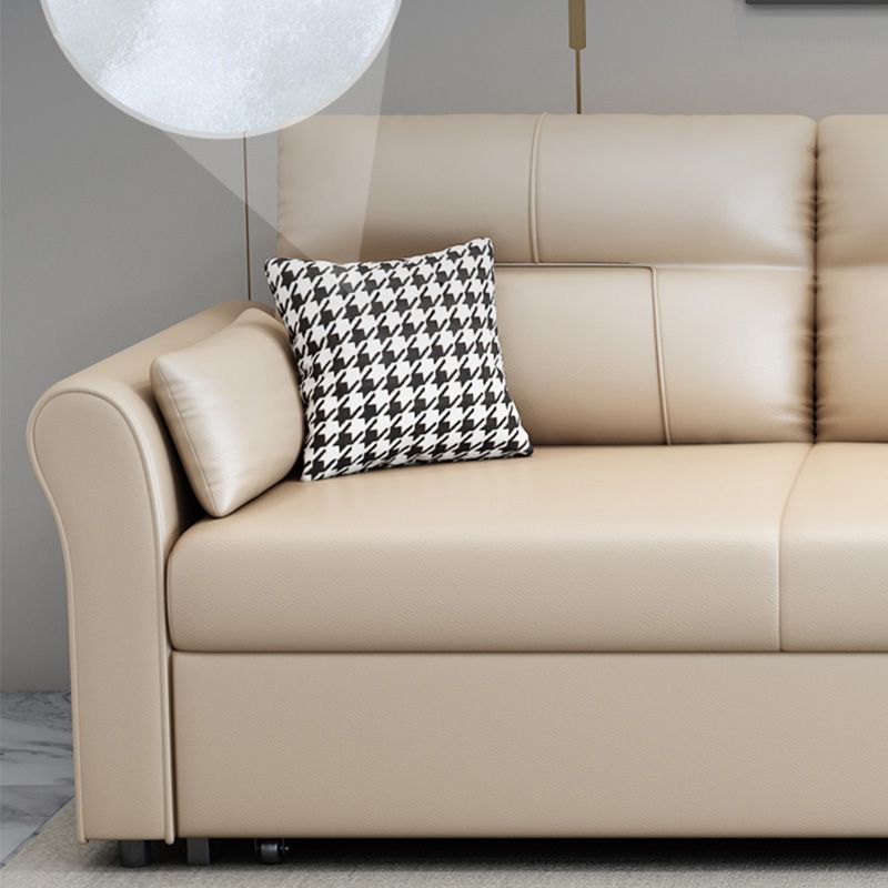 Divano per dormiente beige scandinavo in pelle incollata con spazio