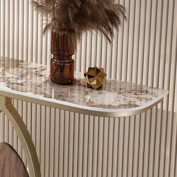 Tavolo di accento moderno largo 12 pollici a forma di mezza luna tavolo in metallo per sala