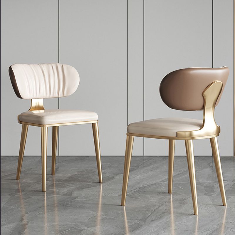 Glam Open Back Dining Chair Gold Legs Dining Room Side Chair Clearhalo 'Dining Chairs' 'Dining Tables & Seating' 'dining_chair' 'furn' 'furn_dining_chair' 'Furniture' 'Kitchen & Dining Furniture' 1200x1200_63d5cdcf-361e-491a-8f61-b44ed977c701
