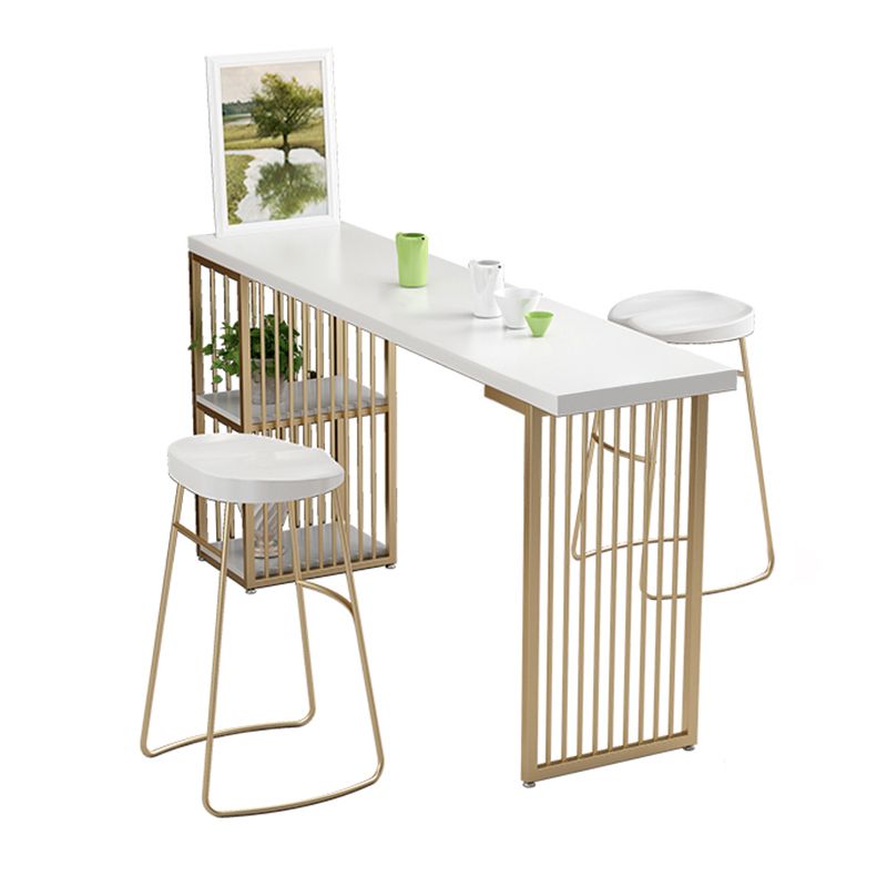 Table de bar à bois massif massif table glam glam gold frame en métal