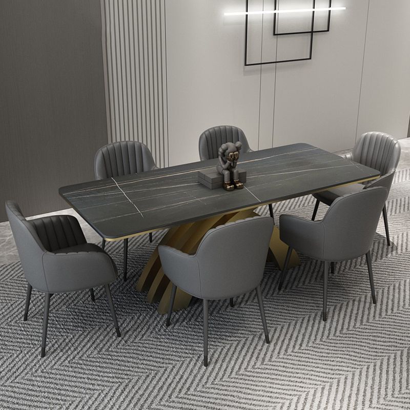 Glam Rectangle Shape Dining Table Sintered Stone Top Standard Dining Table for Kitchen Clearhalo ' dining_table' 'Dining Tables & Seating' 'Dining Tables' 'furn' 'furn_dining_table' 'Furniture' 'furniture_dining_table' 'Kitchen & Dining Furniture' 'kitchen&dining_furn' 'kitchen' 'kitchen_dining_table' 1200x1200_63da3849-2644-4f4e-9049-70b6d8a56fc2