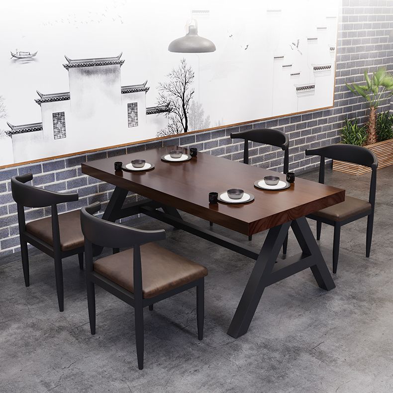 Industrial Solid Wood Dining Table Brown Rectangle Table with Trestle Base for Dinning Room Clearhalo ' dining_table' 'Dining Tables & Seating' 'Dining Tables' 'furn' 'furn_dining_table' 'Furniture' 'furniture_dining_table' 'Kitchen & Dining Furniture' 'kitchen&dining_furn' 'kitchen' 'kitchen_dining_table' 1200x1200_63dac43b-0969-47f5-8fa5-aa6f874c4d44