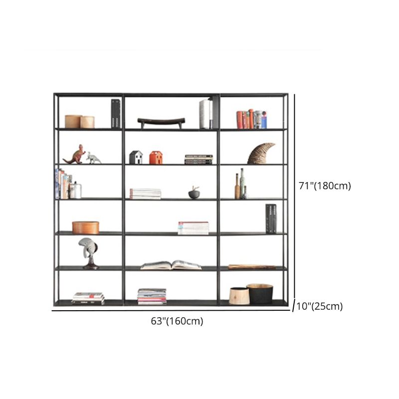 Industrial Style Bookshelf in Black Iron Shelf for Study Room Office with 5 Open Shelves Clearhalo 'Bookcases' 'furn' 'furn_bookcases' 'Furniture' 'furniture_bookcases' 'kitchen' 'kitchen_bookcases' 'Living Room Furniture' 'Office Furniture' 1200x1200_63db300a-11ba-4c19-8d72-97148b2c600b