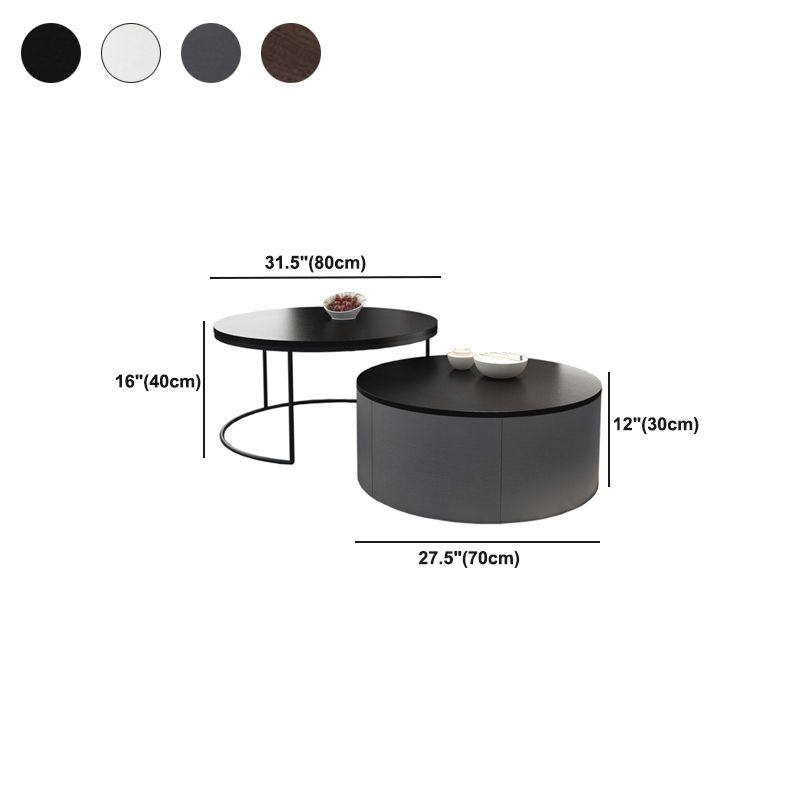 Nordic Style Round Frame/drum Base Solid Wood Table with Drawer Coffee Table Clearhalo 'Coffee & Accent Tables' 'Coffee Tables' 'coffee_tables' 'furn' 'furn_coffee_tables' 'Furniture' 'Living Room Furniture' 1200x1200_63db6480-3712-4ace-850b-748fc86be9f2