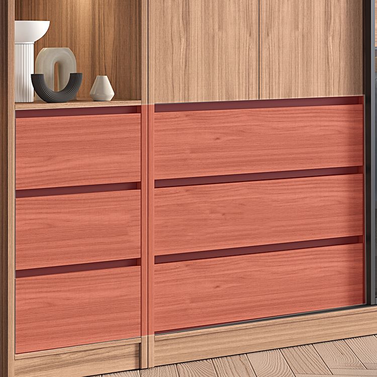 Glass and Wood Wardrobe Cabinet Brown Wardrobe Armoire with Garment Rod Clearhalo 'Armoires & Wardrobes' 'armoires_wardrobes' 'Bedroom Furniture' 'furn' 'furn_armoires_wardrobes' 'Furniture' 1200x1200_63dbb59b-cf76-4da3-a405-ed2b1a2c84b8