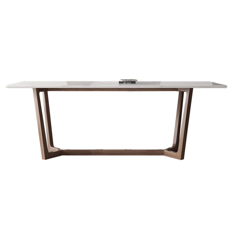 Eettafel in industriële stijl, rechthoekige stenen eettafel in wit