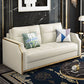 Faux leather Sleeper Sofa White Sofa Bed with Pillow Back, 37.40" Wide