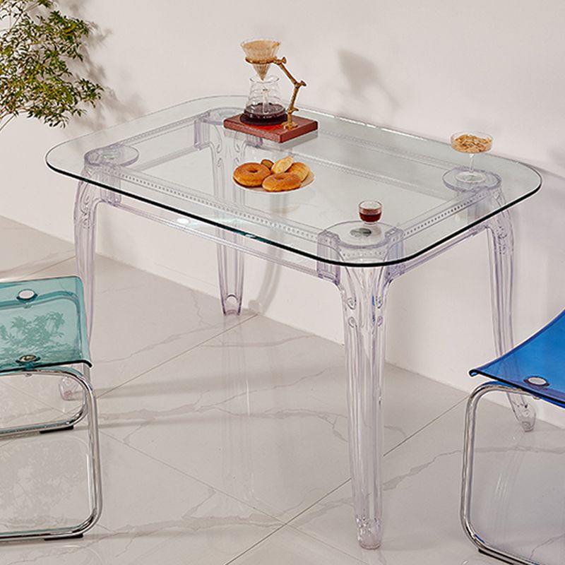 Modern Glass Dining Table Clear Dining Table with Plastic Base Clearhalo 'Dining Tables & Seating' 'Dining Tables' 'dining_table' 'furn' 'furn_dining_table' 'Furniture' 'furniture_dining_table' 'Kitchen & Dining Furniture' 'kitchen' 'kitchen_dining_table' 1200x1200_63e31d5f-76af-45e7-89b6-33f40ff0dbee