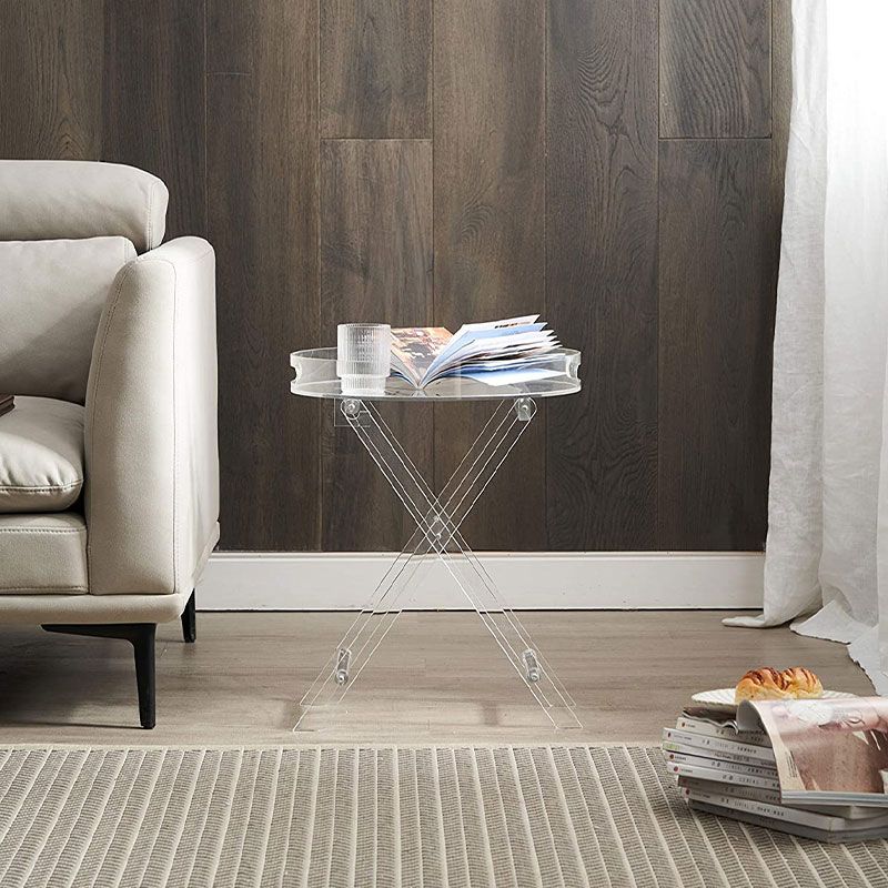 Cross Legs Side Table Acrylic Round/Rectangular Sofa Side Accent Table
