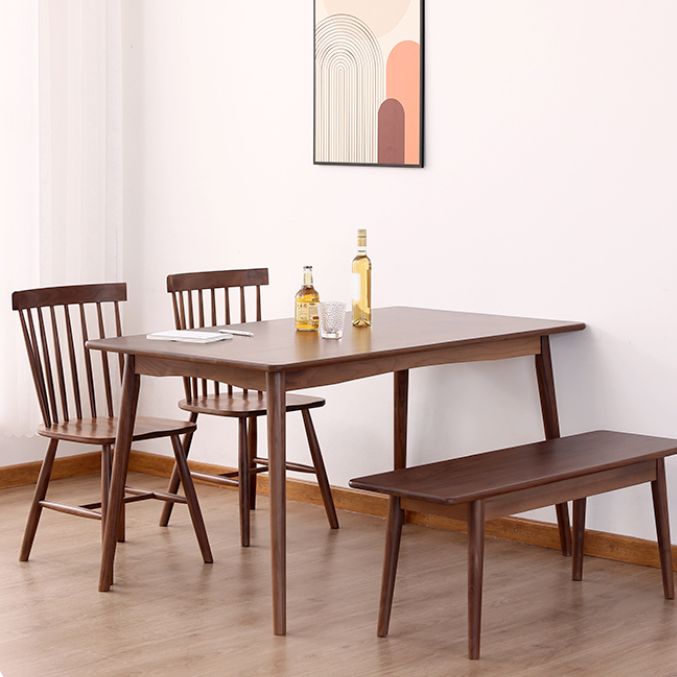 茶色のソリッドウッドダイニングセット1/4/5ピース木製の椅子付きモダンなディネットセット