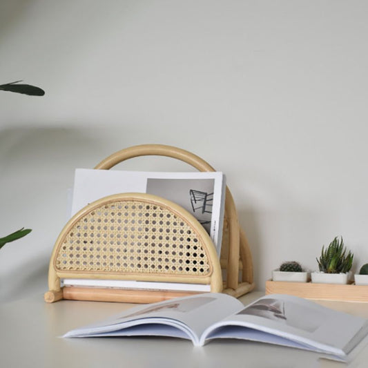 Contemporary Bamboo Bookcase Desktop Closed Back Shelf Bookcase