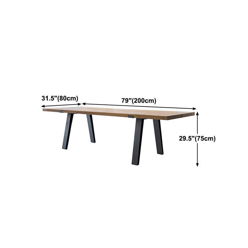Industrial Pine Wood Table for Restaurant Rectangle Dining Table with Metal 4 Legs Clearhalo 'Dining Tables & Seating' 'Dining Tables' 'dining_table' 'furn' 'furn_dining_table' 'Furniture' 'furniture_dining_table' 'Kitchen & Dining Furniture' 'kitchen' 'kitchen_dining_table' 1200x1200_63e40459-1fe5-4756-8019-4d27539a49d1