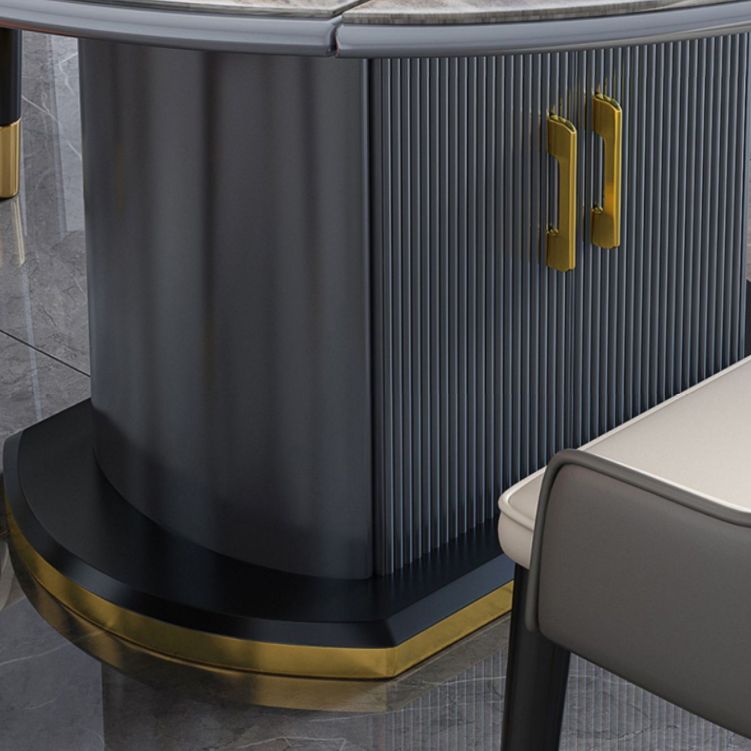 Tavolo da pranzo rotondo in pietra tradizionale tavolo da pranzo estesibile di lusso con base di piedistallo