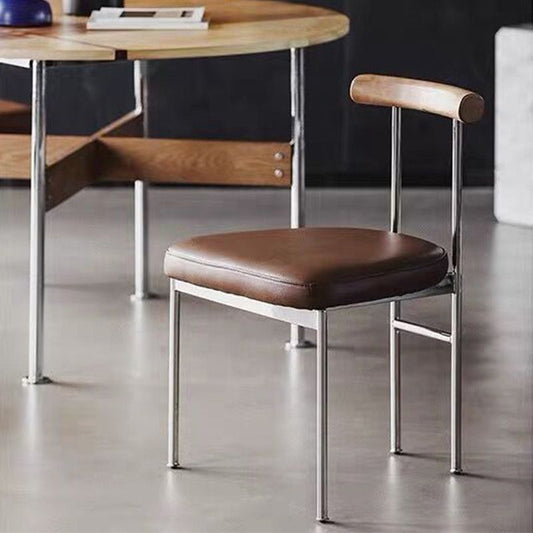 Glam Style Faux Leather Dining Chair Open Back Dining Side Chair for Home Clearhalo 'Dining Chairs' 'Dining Tables & Seating' 'dining_chair' 'furn' 'furn_dining_chair' 'Furniture' 'furniture_dining_chair' 'Kitchen & Dining Furniture' 1200x1200_63e653ec-0096-48c9-9f86-a97a67e7fd4b