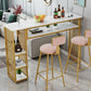 Glam Indoor Bar-Esstisch, rechteckiger Barhocker-Tisch aus Marmor