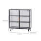 Rectangle Metal Storage Sideboard Contemporary Side Board with Glass Door Clearhalo 'buffet_sideboard' 'Buffets & Sideboards' 'furn' 'furn_buffet_sideboard' 'Furniture' 'Kitchen & Dining Furniture' 1200x1200_63e97565-68cc-4793-803b-119a412299d3