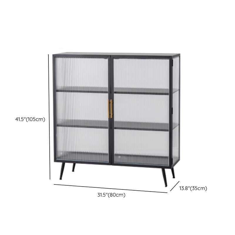 Rectangle Metal Storage Sideboard Contemporary Side Board with Glass Door Clearhalo 'buffet_sideboard' 'Buffets & Sideboards' 'furn' 'furn_buffet_sideboard' 'Furniture' 'Kitchen & Dining Furniture' 1200x1200_63e97565-68cc-4793-803b-119a412299d3