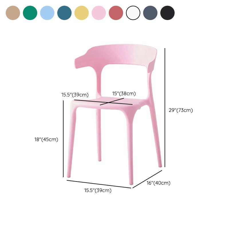 Moderne eetkamer armloos plastic open achterste achterste eetkamerstoel