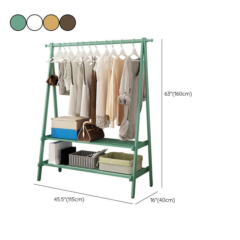 Modern massief houten jas hangers vrijstaand kaprek met opbergplanken