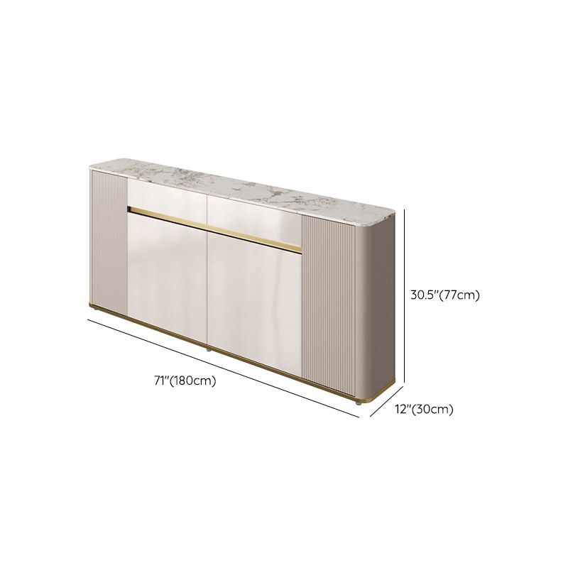 White Stone Top Sideboard Engineered Wood Side Board for Kitchen Use Clearhalo 'buffet_sideboard' 'Buffets & Sideboards' 'furn' 'furn_buffet_sideboard' 'Furniture' 'Kitchen & Dining Furniture' 1200x1200_63eb5012-4766-44e6-80ab-20998ca819db