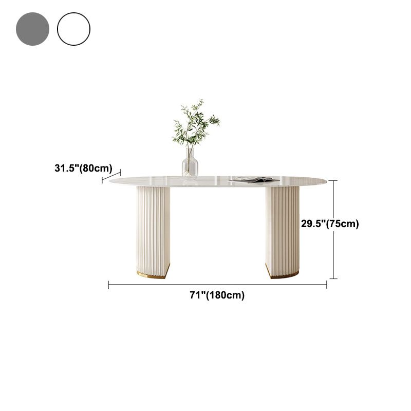 Traditional Luxury Dining Table White Stone Oval Dining Table for Home Clearhalo 'Dining Tables & Seating' 'Dining Tables' 'dining_table' 'furn' 'furn_dining_table' 'Furniture' 'Kitchen & Dining Furniture' 1200x1200_63ec4acc-be12-4525-a569-34e6bdd6c054