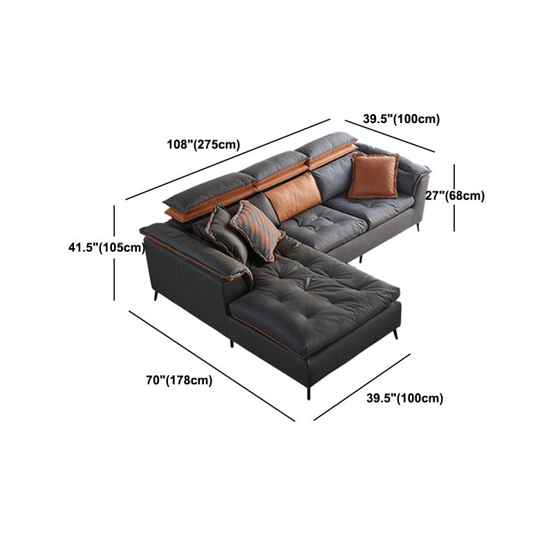 Divano trapuntato moderno e sezione resistente alle macchie chaise .41.33 pollici in grigio scuro