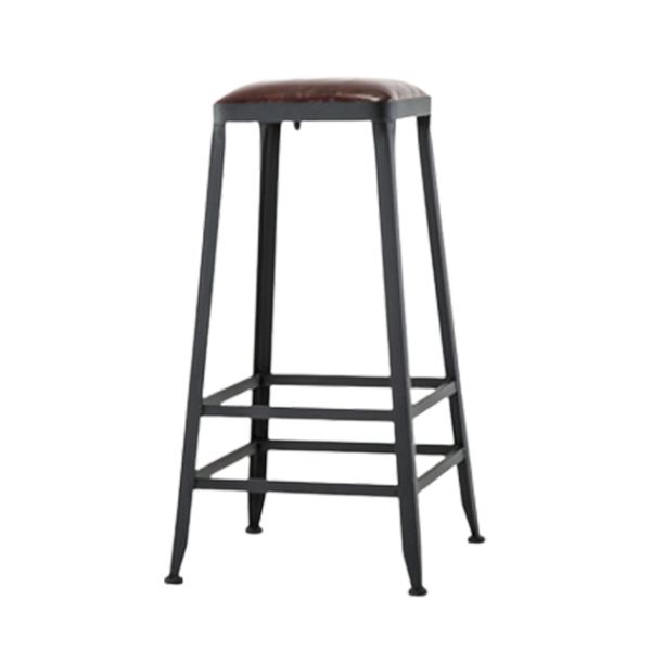 Tabouret de bar en cuir PU de style de style industriel avec des jambes en métal pour restaurant