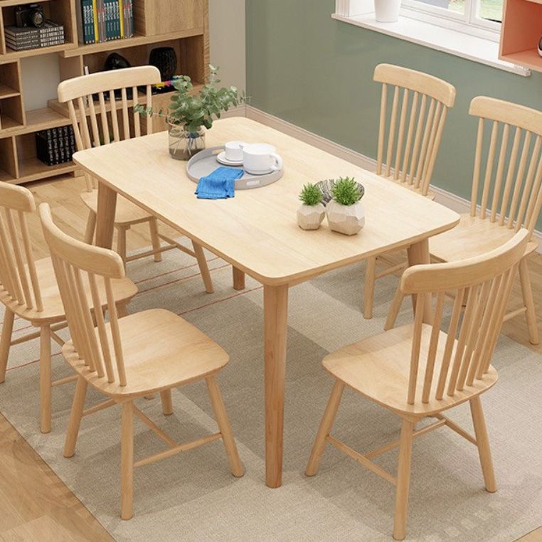 Modern Rubber Wood Dining Table 4 Legs Table for Dining Room