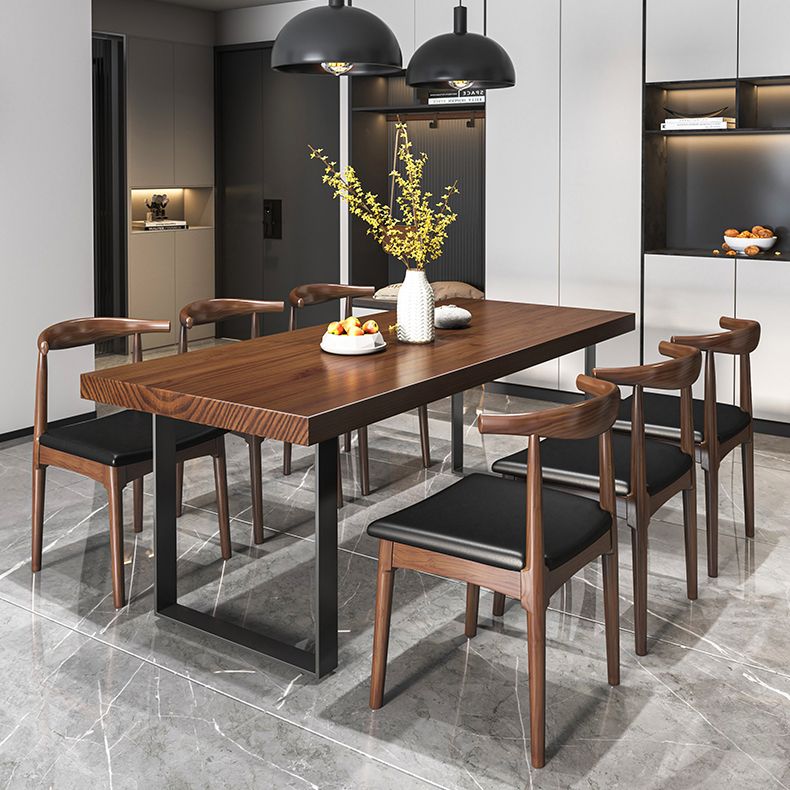 Industrial Rectangle Dining Table Solid Wood Top Dining Table with Double Pedestal Base Clearhalo 'Dining Tables & Seating' 'Dining Tables' 'dining_table' 'furn' 'furn_dining_table' 'Furniture' 'Kitchen & Dining Furniture' 1200x1200_63ef43fc-b562-4b74-93fe-2a2aaeef91ae